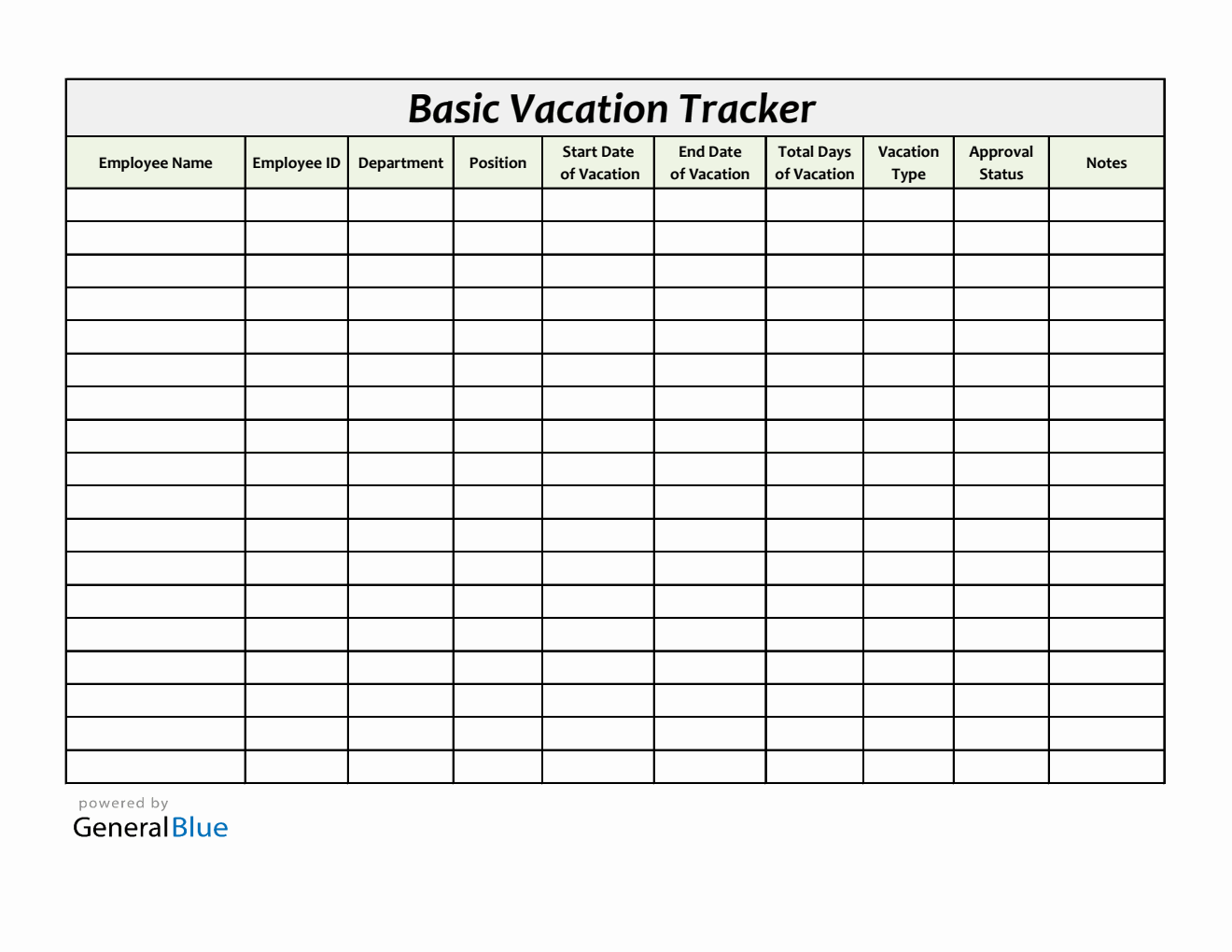 Basic Vacation Leave Tracker (Excel)