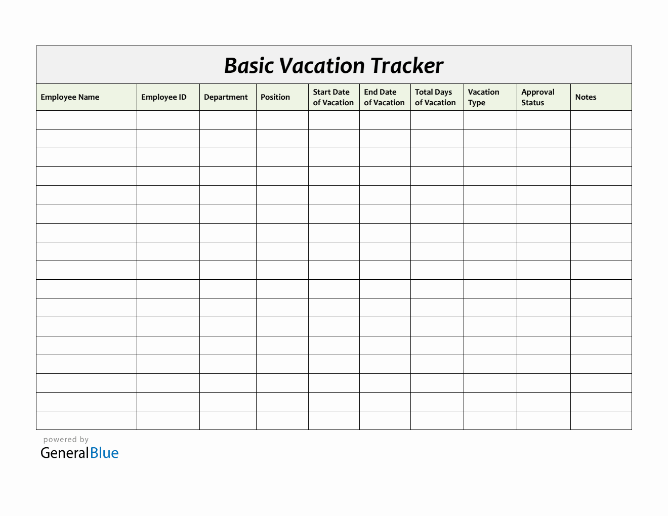 Basic Vacation Leave Tracker (Word)
