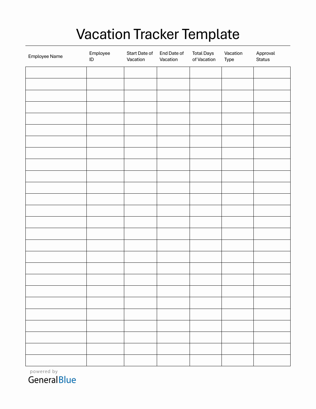 Printable Vacation Leave Tracker (PDF)