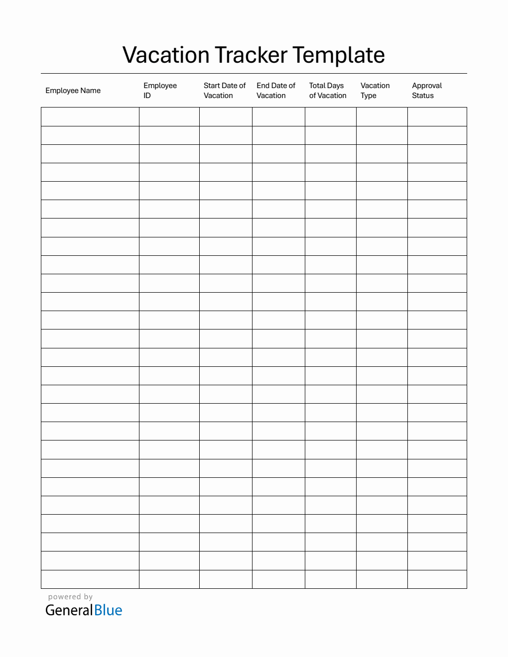 Printable Vacation Leave Tracker (Word)