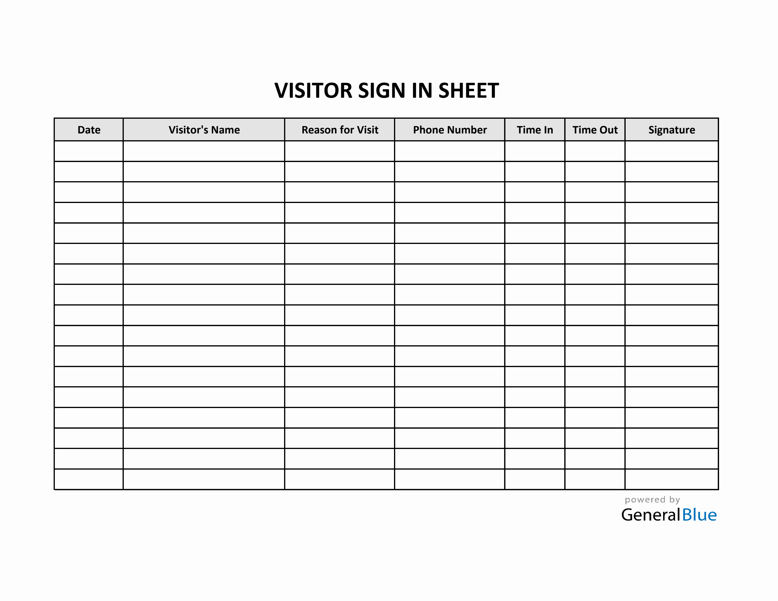 Free Excel Sign In Sheet Templates