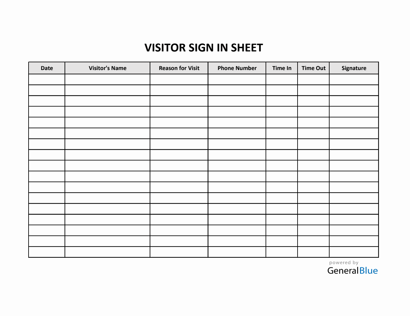  Visitor Sign In Sheet in Excel