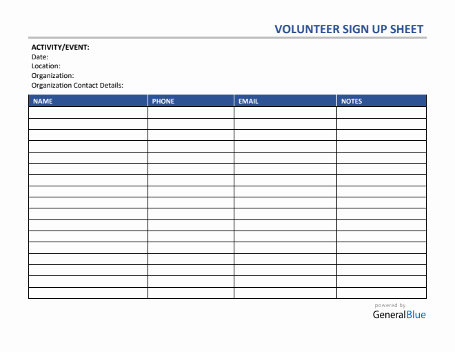sign up sheet templates