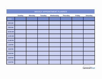 Weekly Appointment Planner in Excel (Colorful)