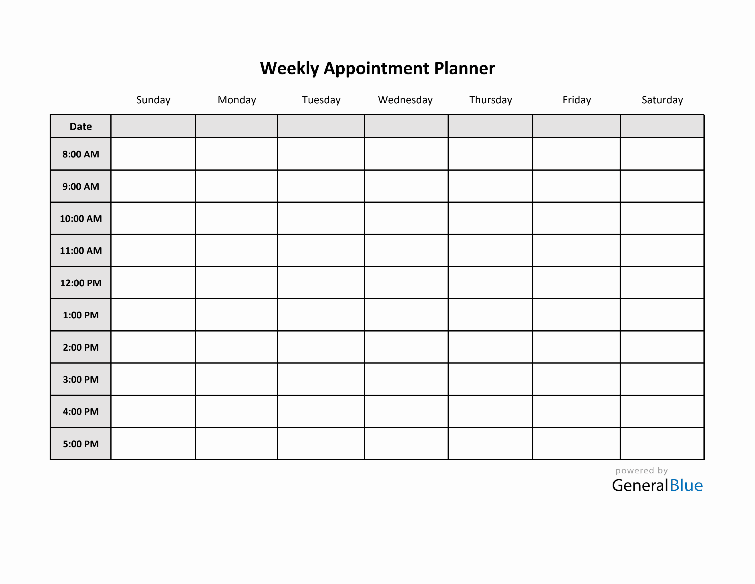 Weekly Appointment Planner In PDF Basic