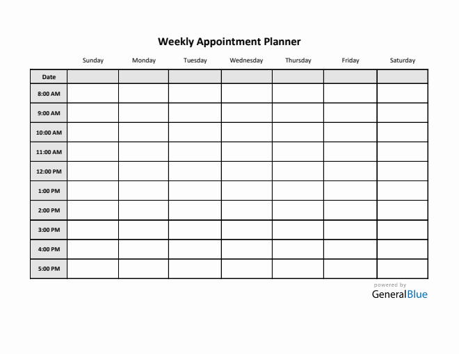 Weekly Appointment Planner in PDF (Basic)