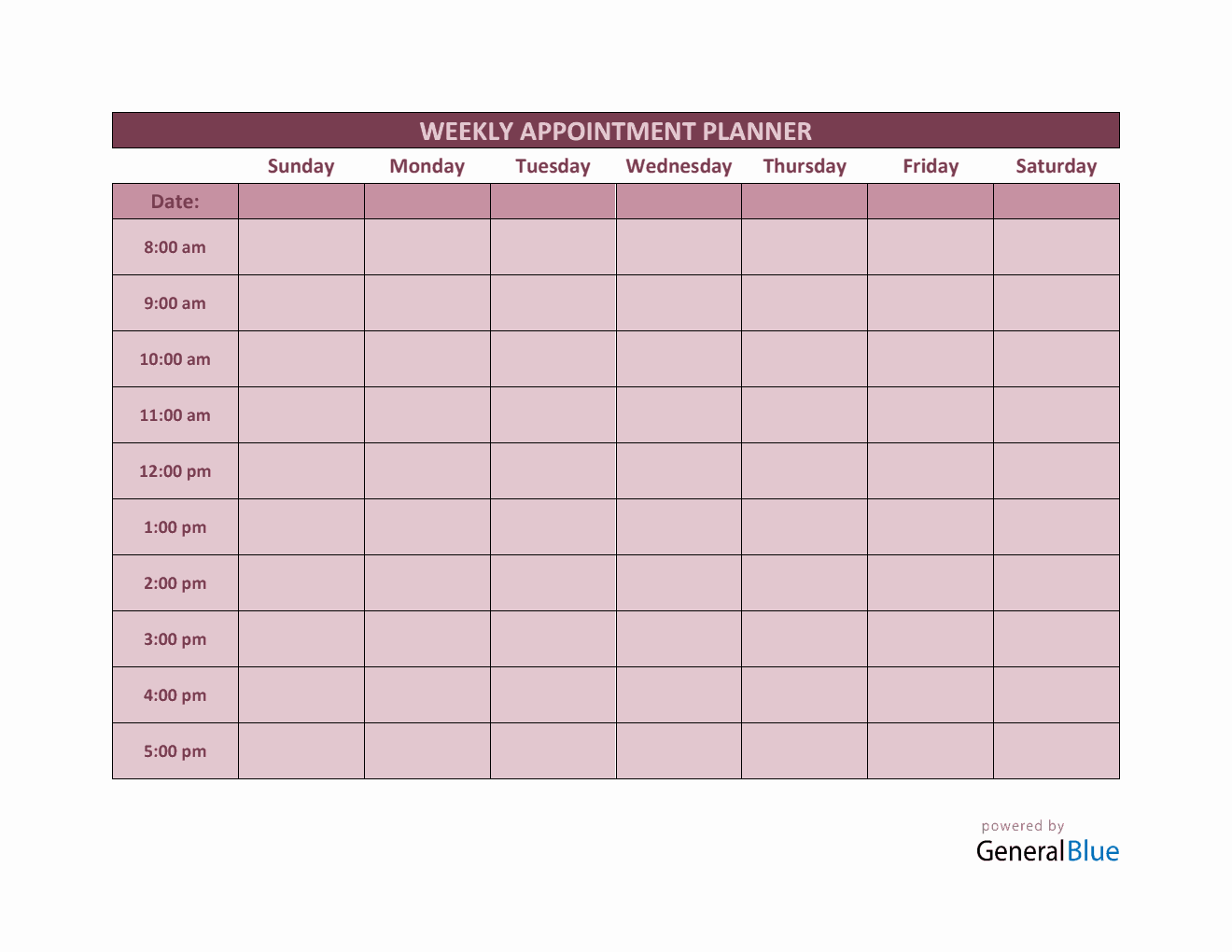 Weekly Appointment Planner in PDF (Colorful)