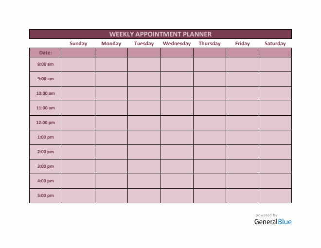Weekly Appointment Planner in PDF (Colorful)