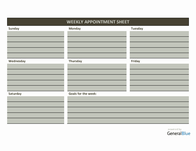 Weekly Appointment Sheet Template in Word (Colorful)