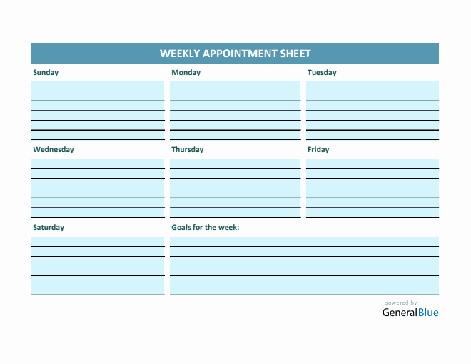 Weekly Appointment Sheet Template in Excel (Colorful)