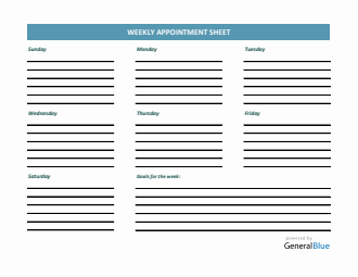 school assignment list Weekly Appointment Sheet Template in Excel (Basic)