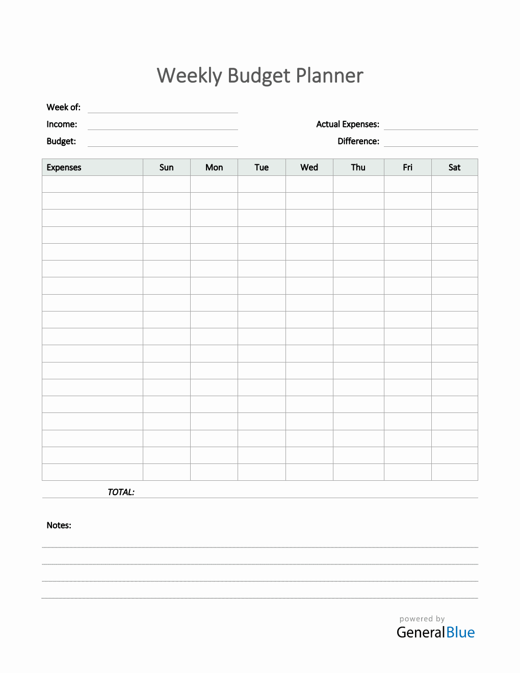 Weekly Budget Planner in PDF (Printable)