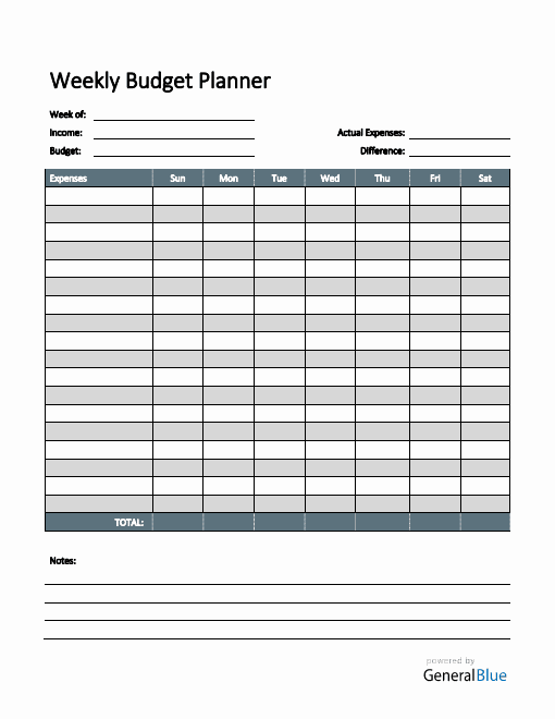 Weekly Budget Planner in PDF (Colorful)