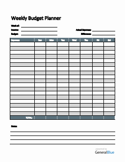 Weekly Budget Planner in Word (Colorful)