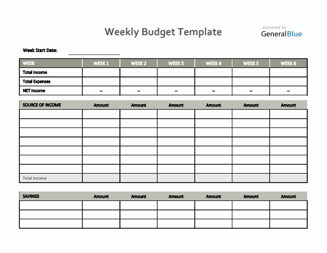 Weekly Budget Template in Excel (Colorful)
