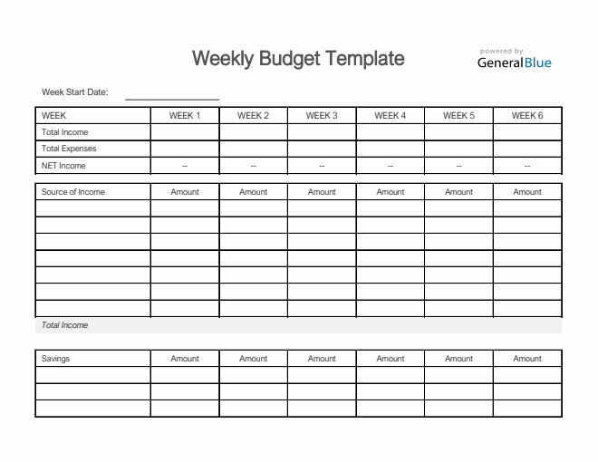 Weekly Budget Template in Excel (Simple)