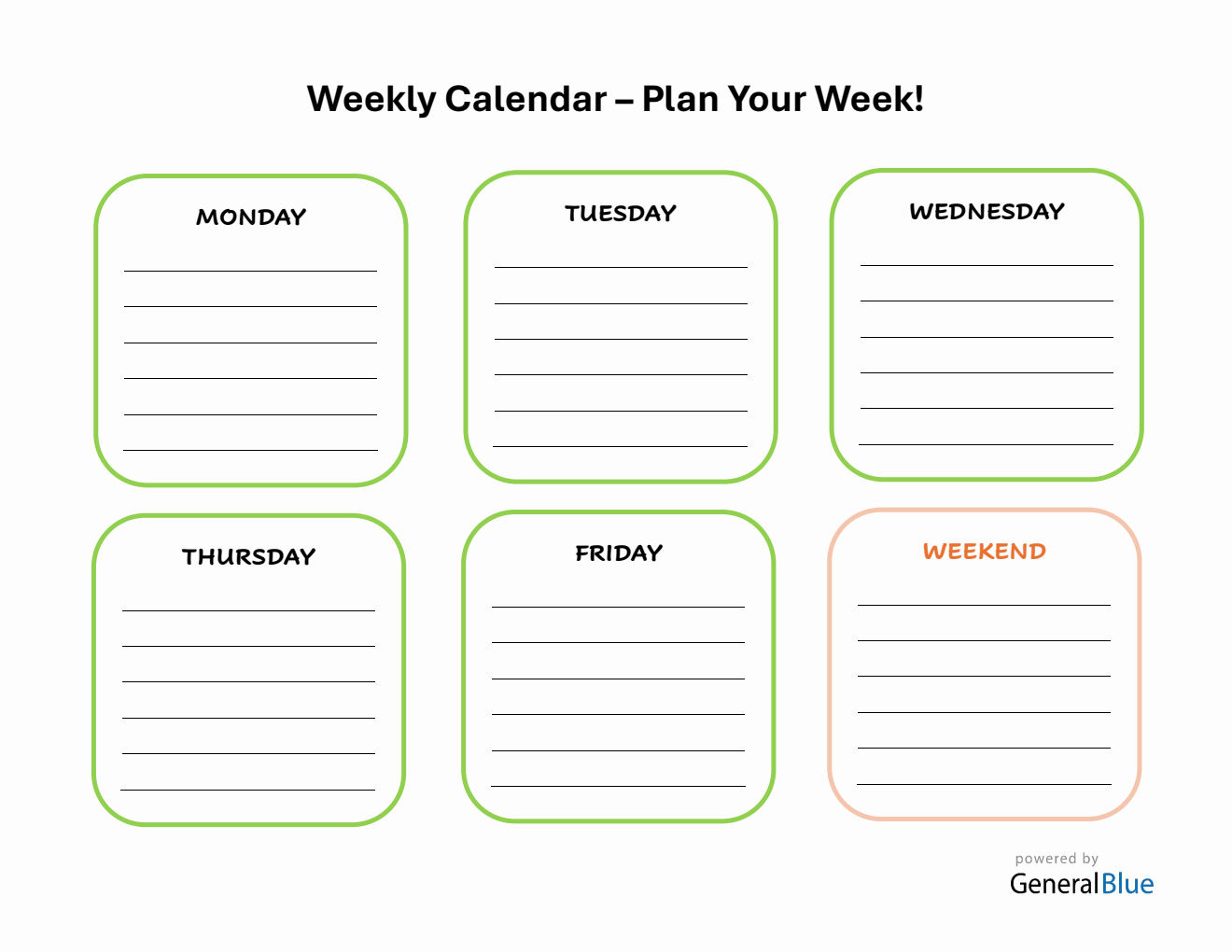 Weekly Calendar Templates