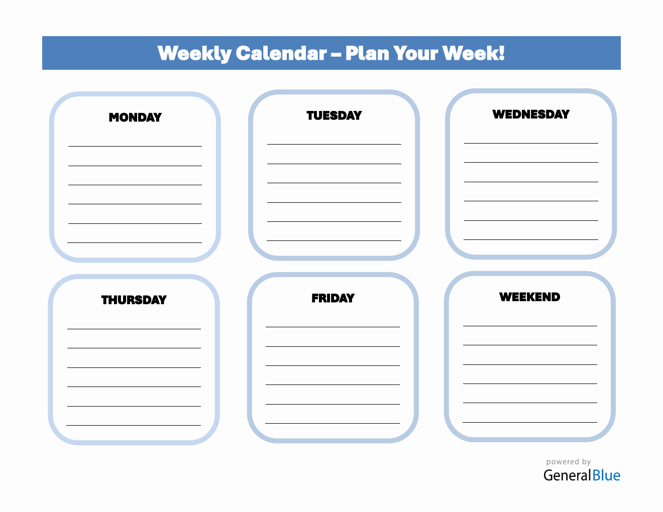 Customizable Weekly Calendar Template in Word Format
