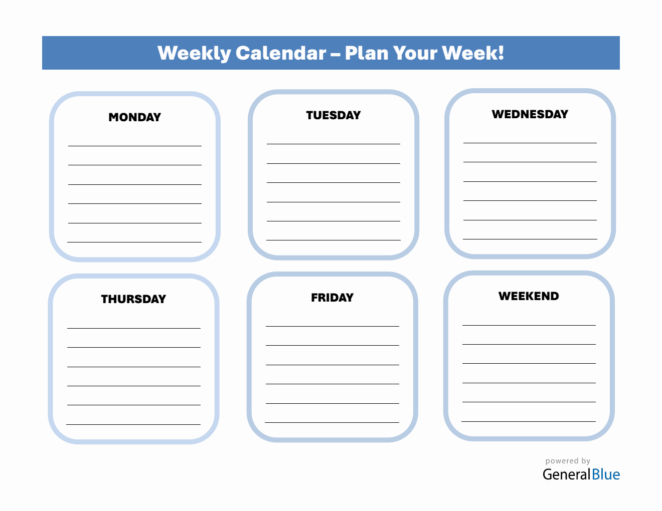 Weekly Calendar Templates
