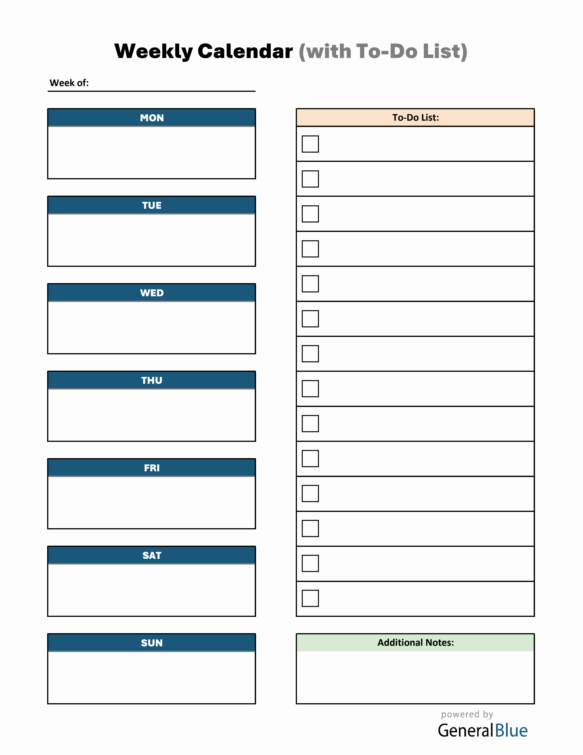Weekly Task Calendar.pdf Weekly Calendar with Task List Downloadable in PDF