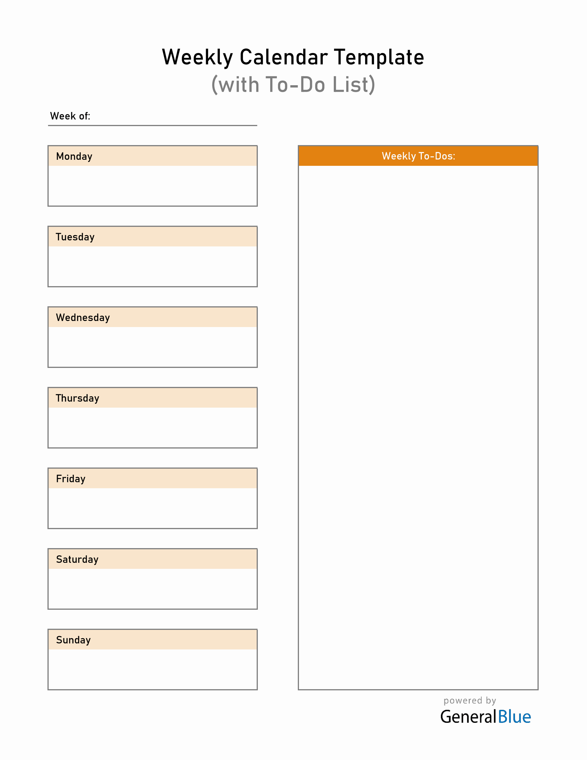 Weekly Task Calendar.pdf Weekly Calendar with Task List Fillable in PDF