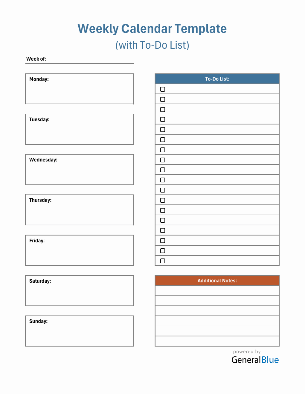 Weekly Calendar Templates