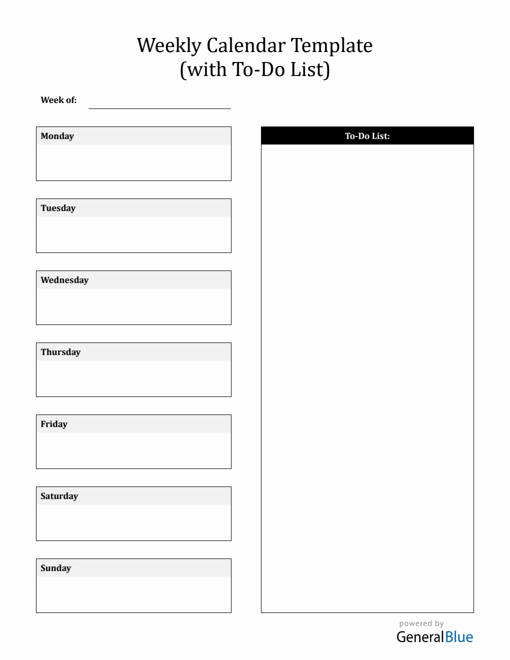 Weekly Task Calendar.pdf Weekly Calendar with Task List in PDF