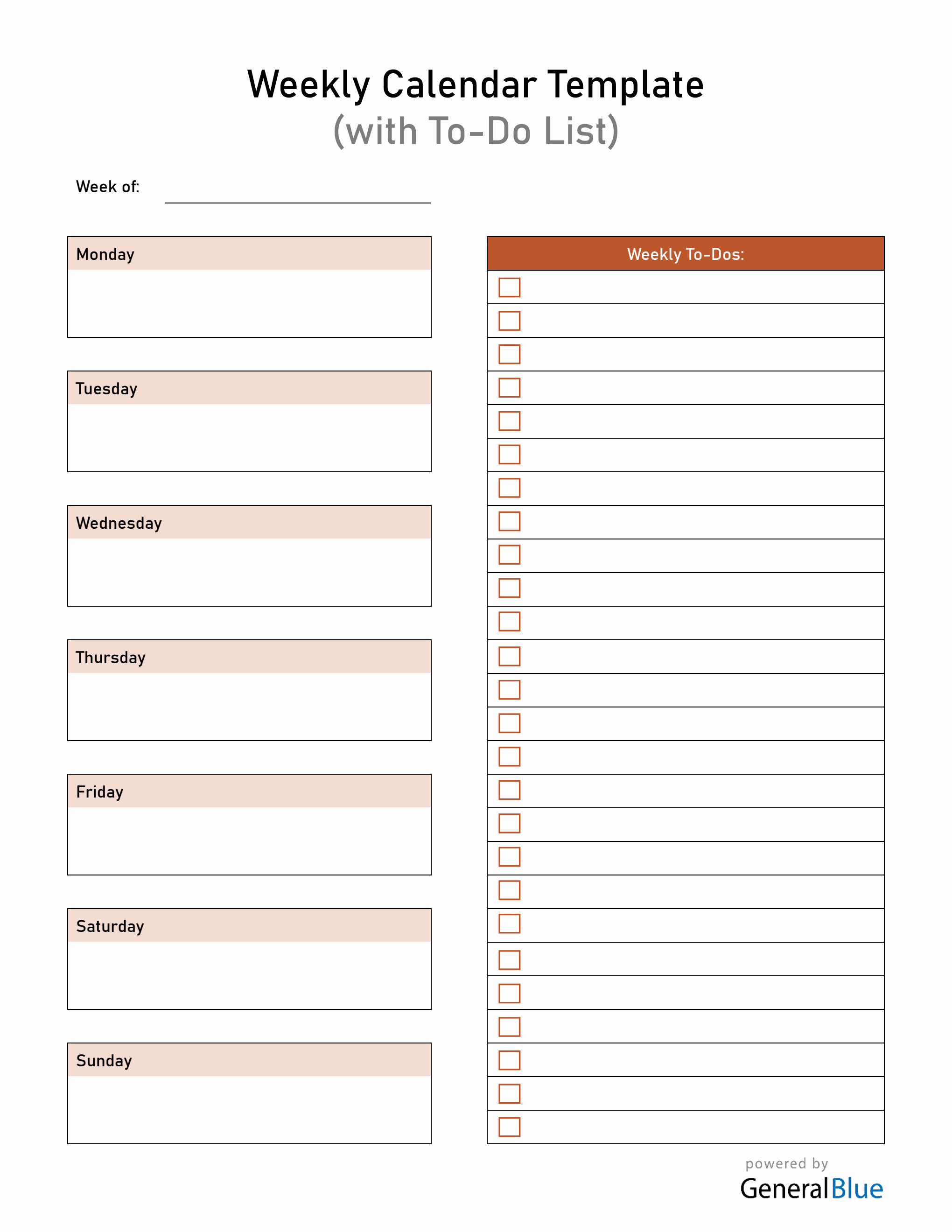 Weekly Task Calendar.pdf Weekly Calendar with Task List Editable in PDF