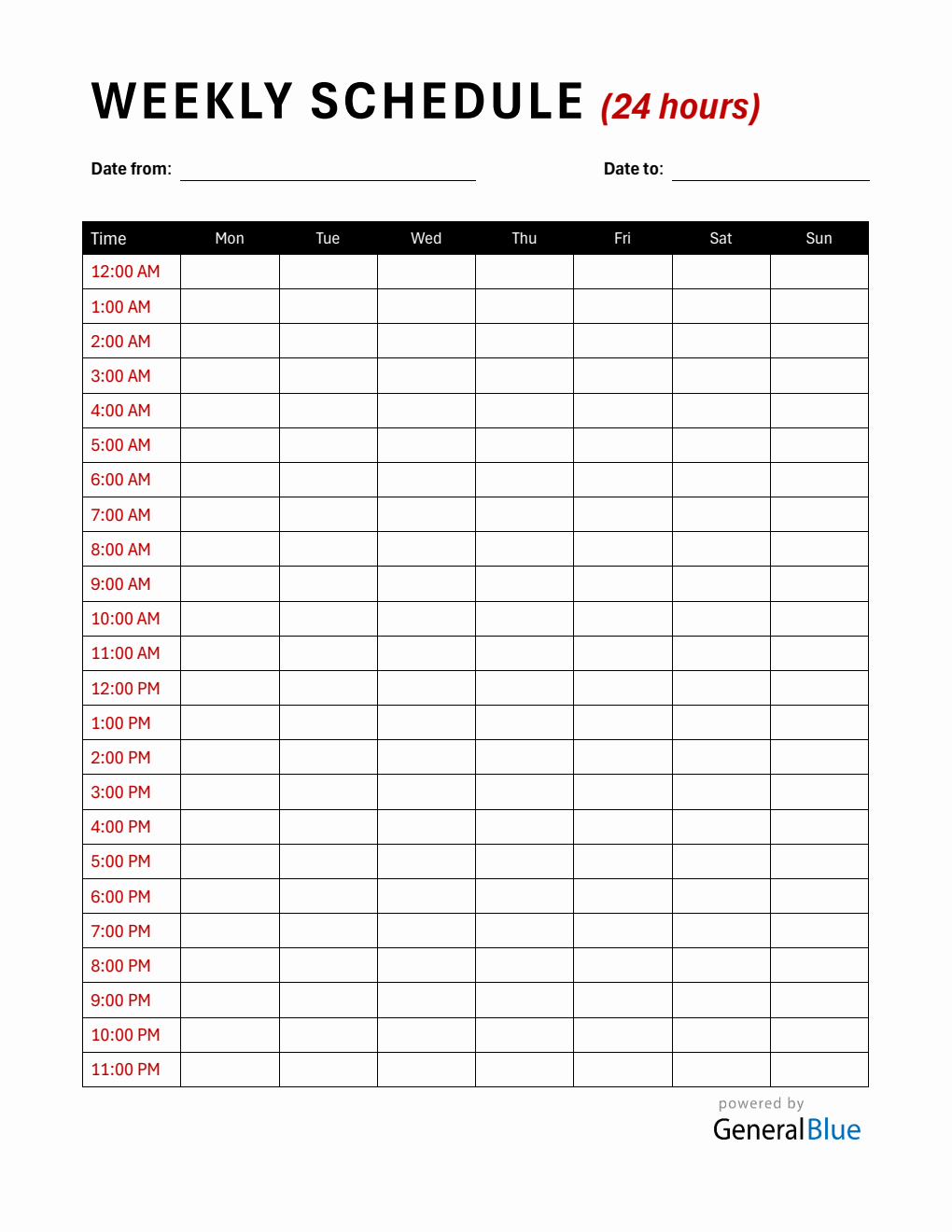 Weekly Schedule Templates