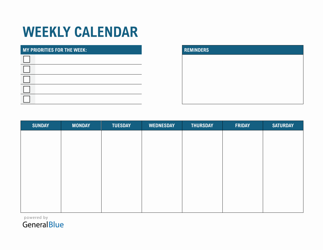 Weekly Calendar Templates