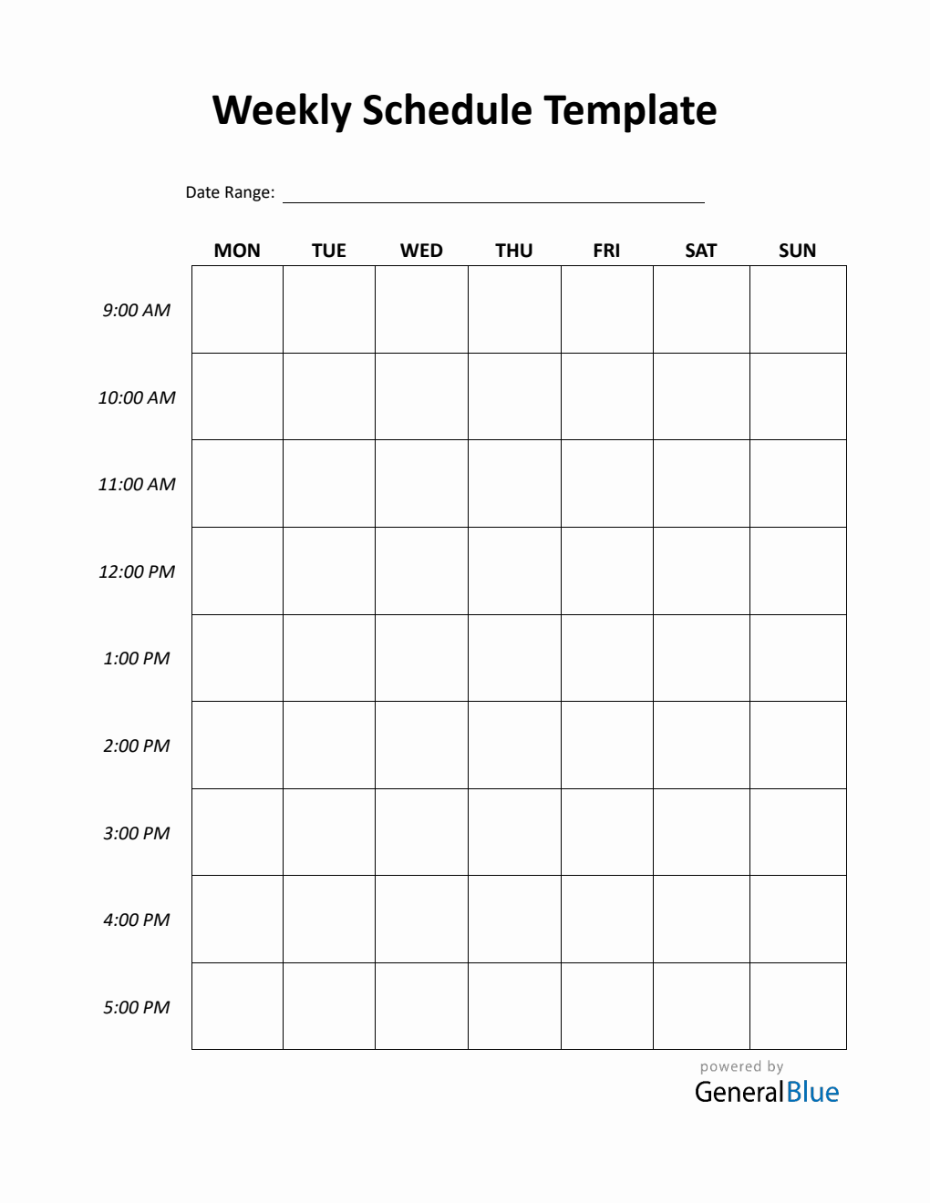 Editable Week Calander Weekly Calendar Templates