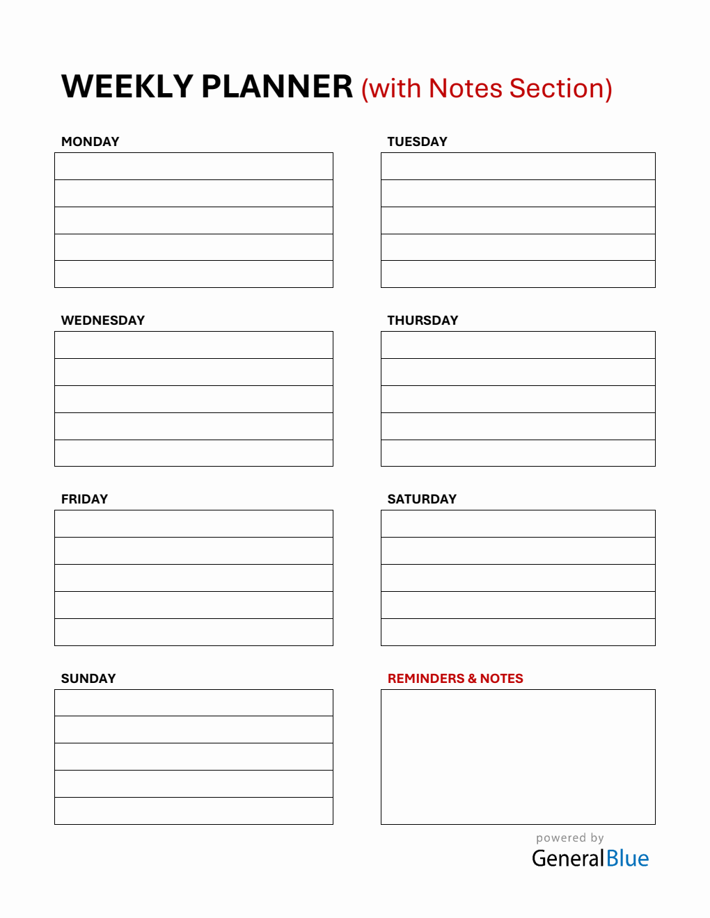 Weekly Schedule Templates