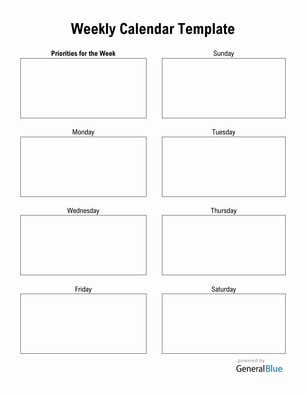 Weekly Calendar Templates