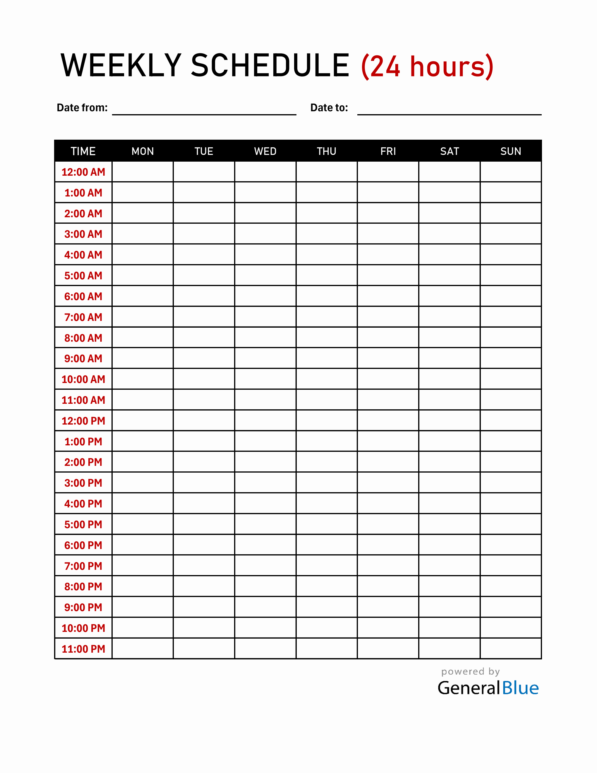 Week Worksheet Hour Printable Weekly Schedule Template Excel – Plan Every Hour of Your Week!