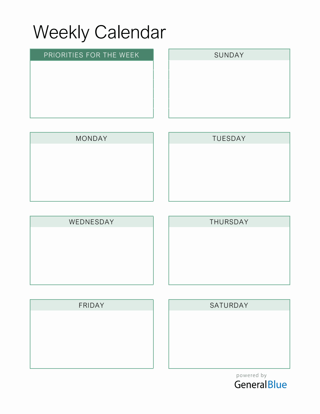 Customizable Weekly Calendar Word