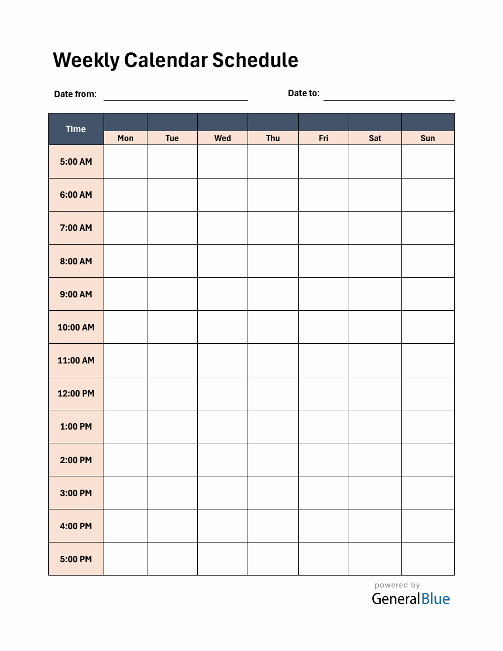 Simple Week Calendar Pdf Free Weekly Calendar Fillable in PDF