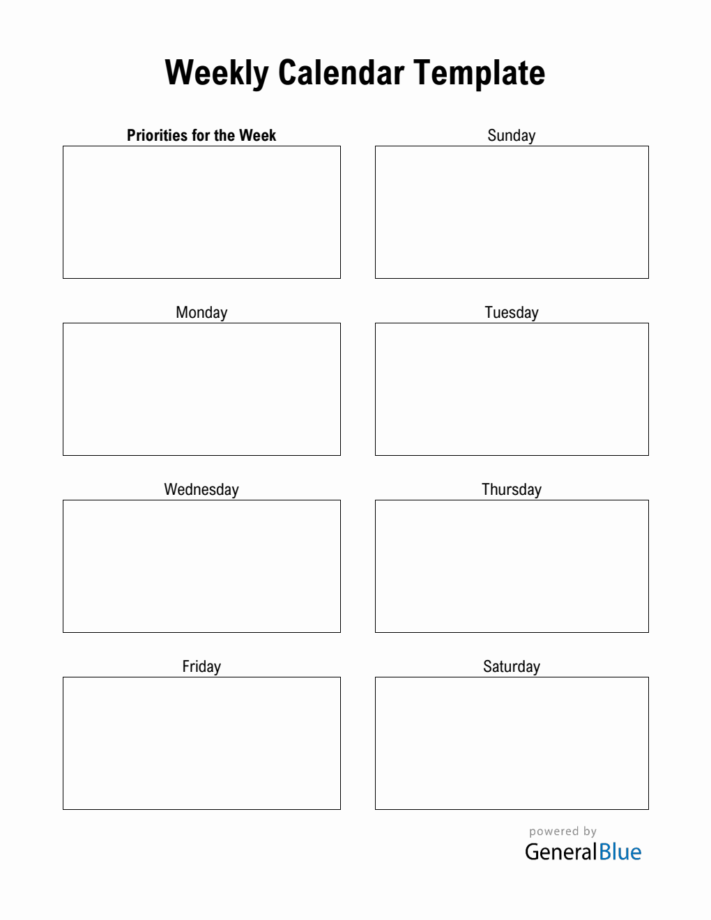 Weekly Calendar Templates