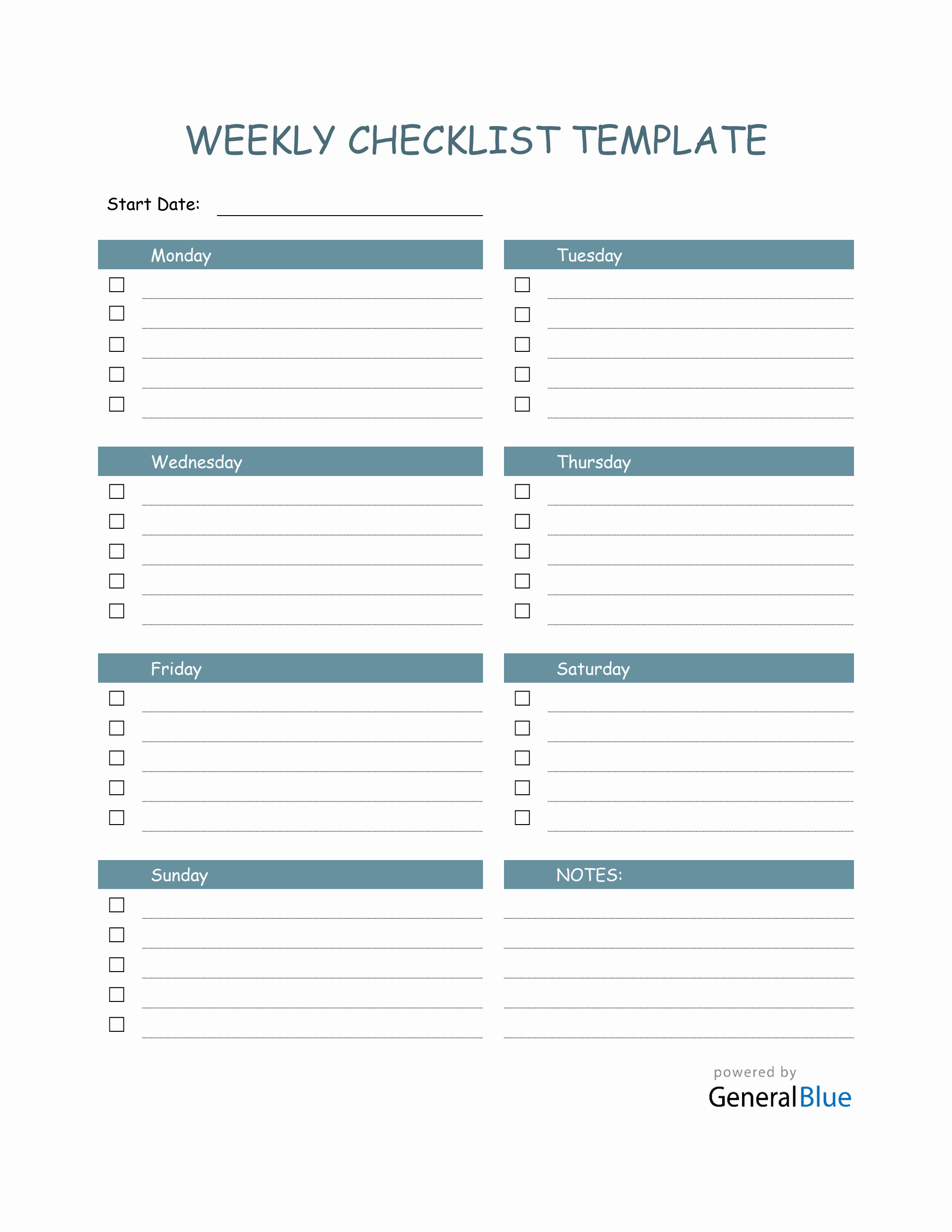 Weekly Checklist Template in Word Pertaining To Invoice Checklist Template