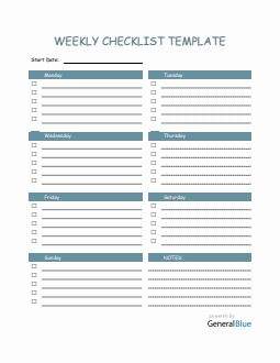 Weekly Checklist Template in Word