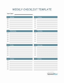 Weekly Checklist Template in Excel