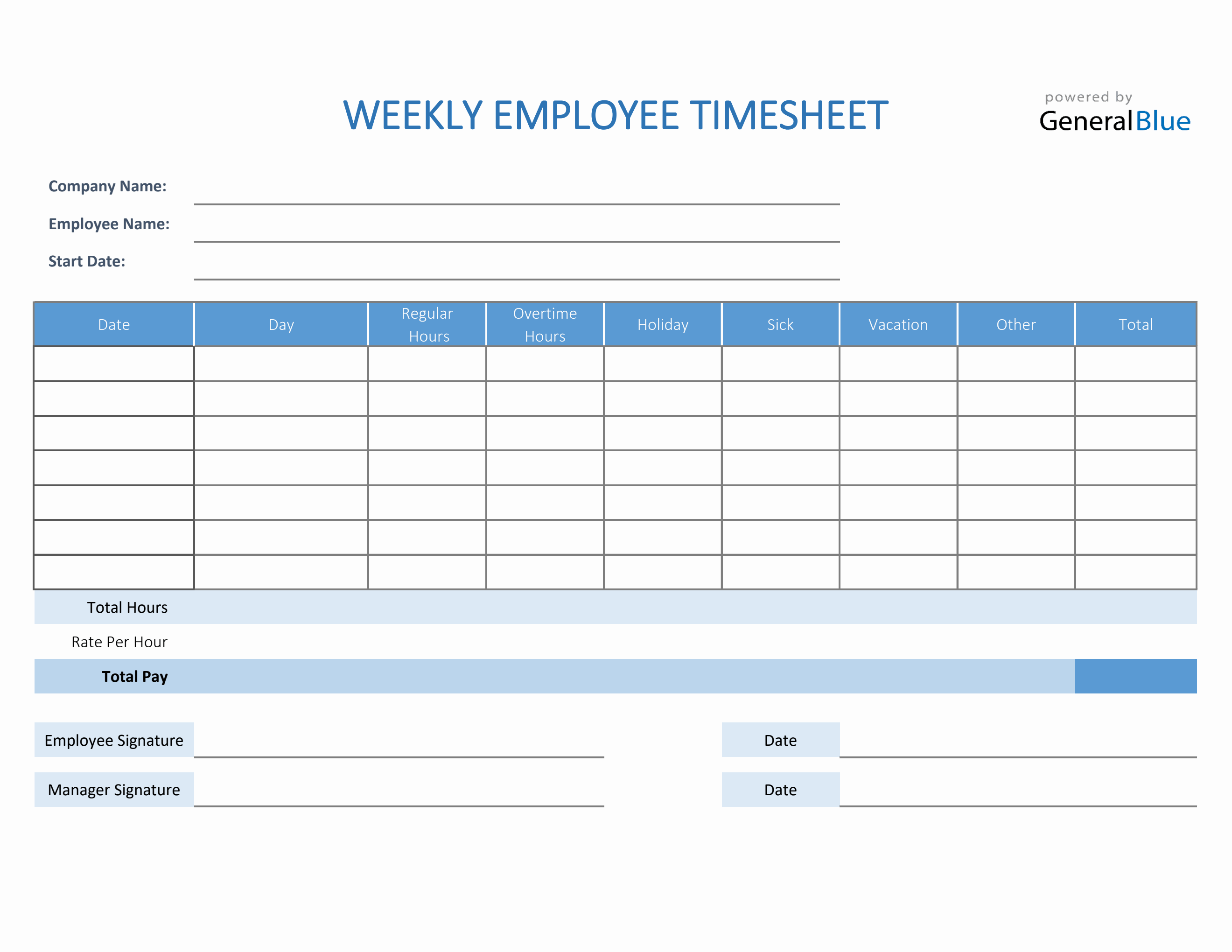 Weekly Employee Timesheet in Excel