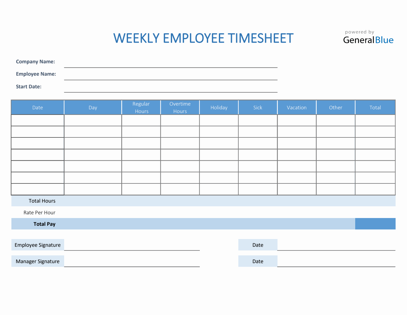 Weekly Employee Timesheet in Excel