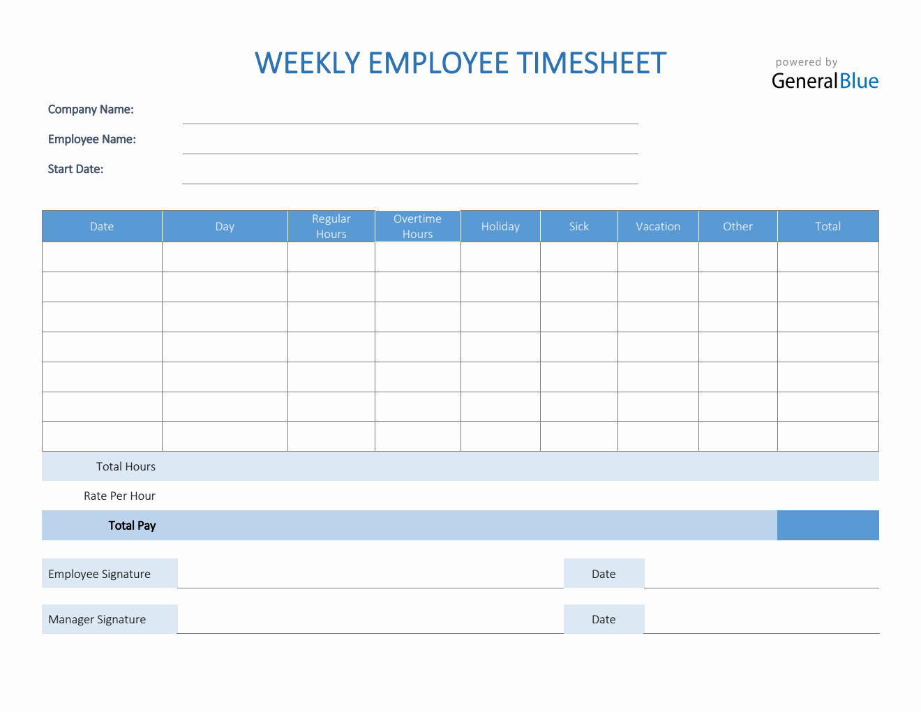 Free PDF Timesheet Templates