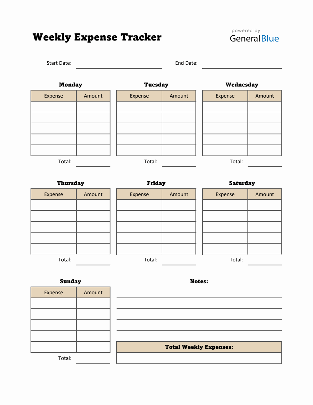 Weekly Expense Tracker in Excel (Simple)