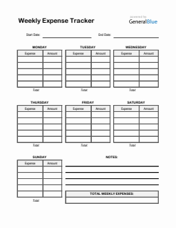 Weekly Expense Tracker in Excel (Printable)