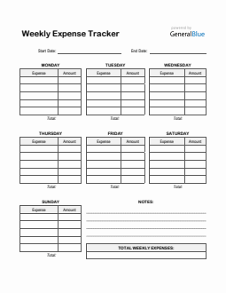 Weekly Expense Tracker in PDF (Printable)