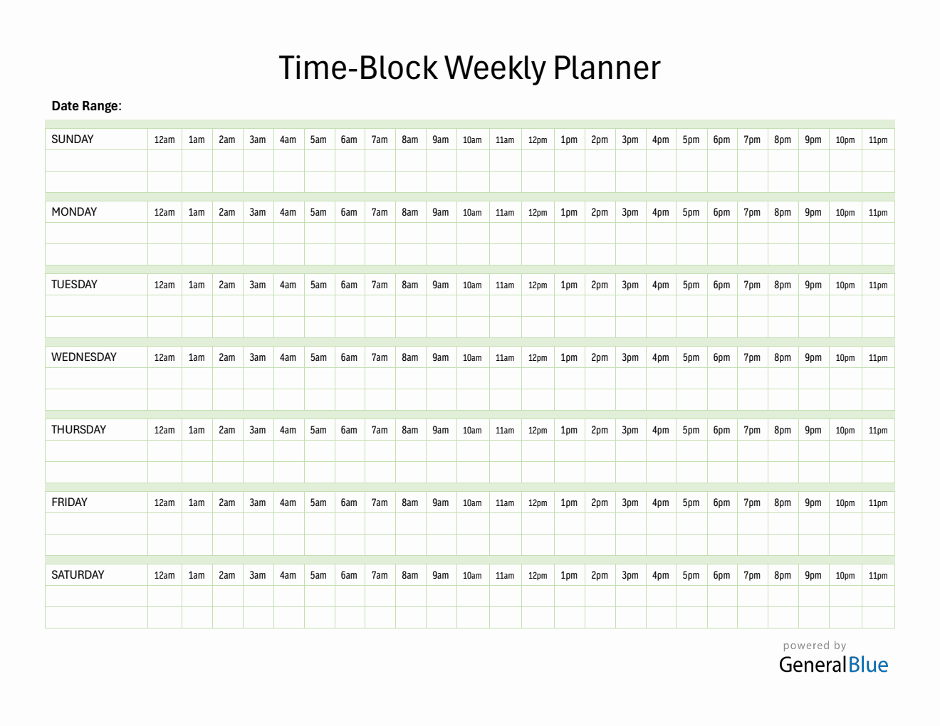 24 Hours Schedule Templates