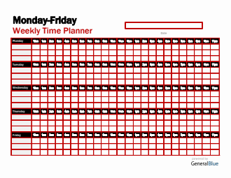 Monday-Friday Hourly Planner (24 Hours Schedule) | Customize in PDF