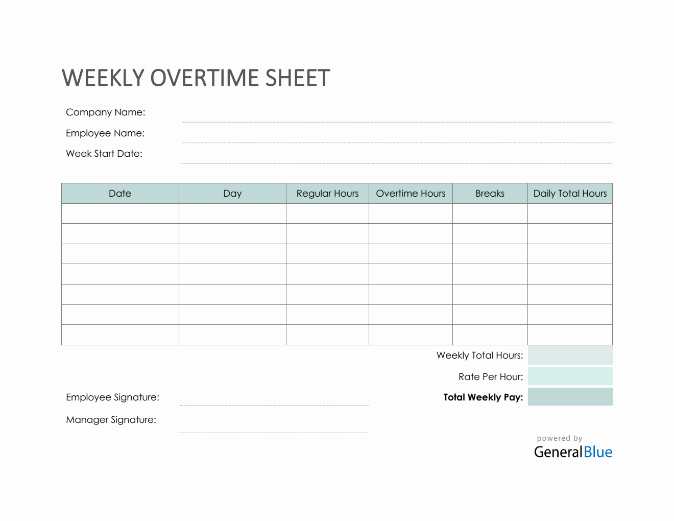 Weekly Overtime Sheet in Word