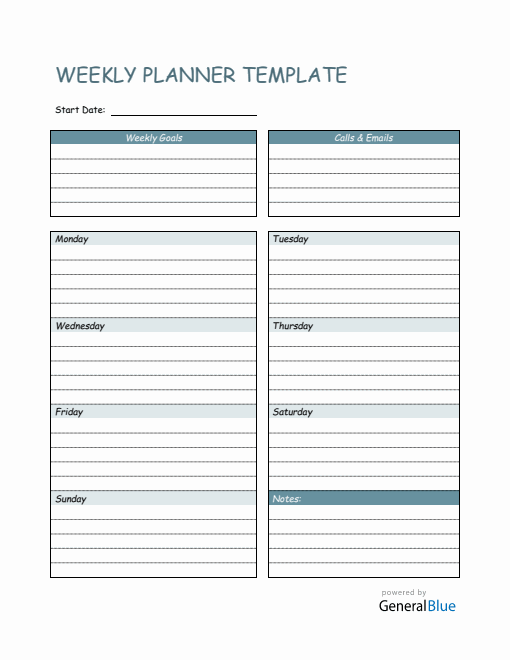 Weekly Planner Template in PDF